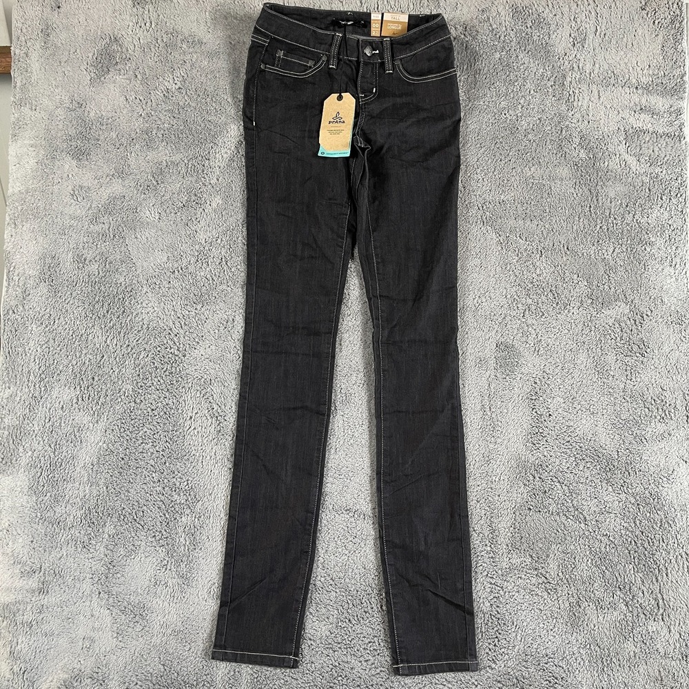 Prana Kayla Mid Rise Skinny Leg Jeans Womens 00 Tall 36" inseam Dark Wash